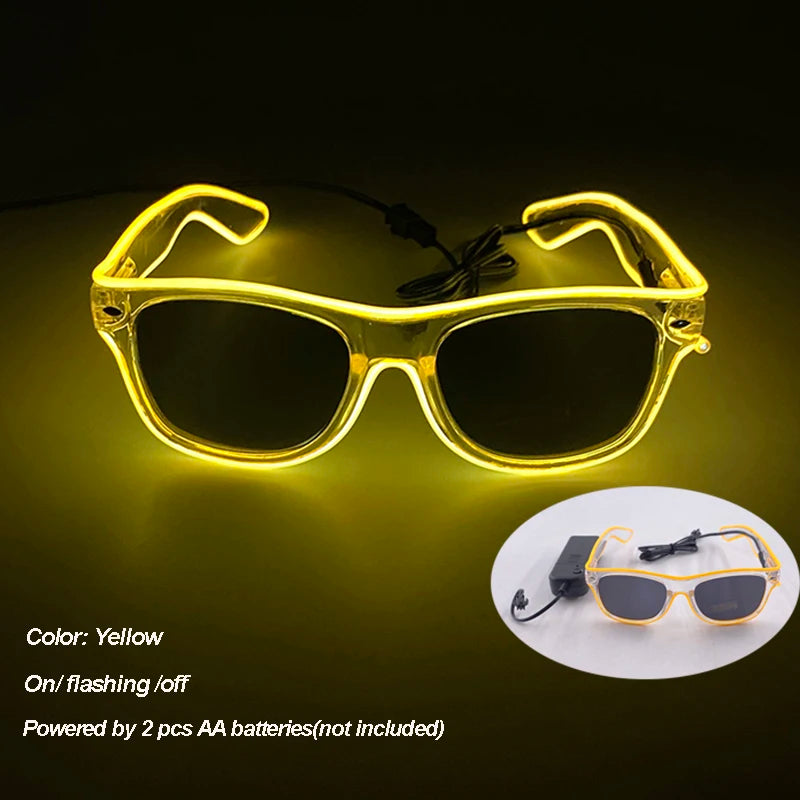 Yellow LED Rave Glasses – Colorful Glowing Neon Party Shades