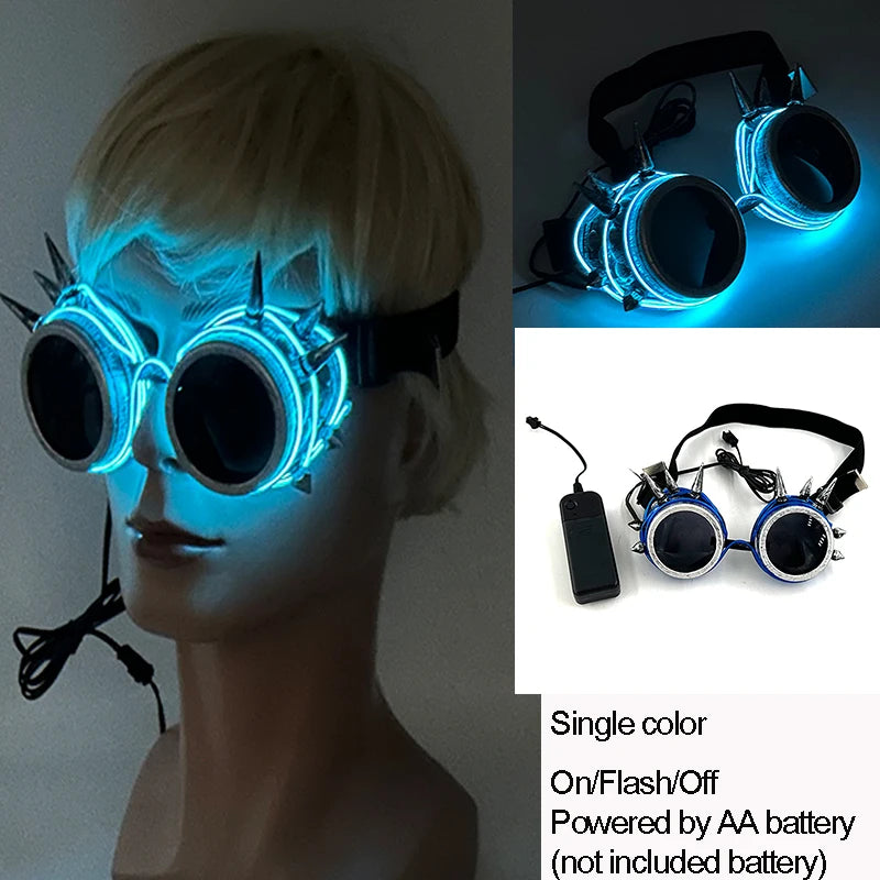 Steam Punk LED Rave Glasses – Colorful Glowing Neon Party Shades