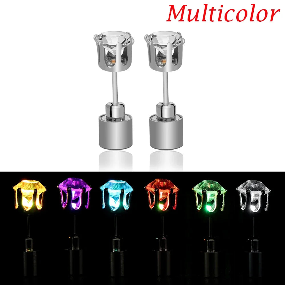 LED Crystal Glow Earrings – Light Up Stainless Steel Rave Jewelry