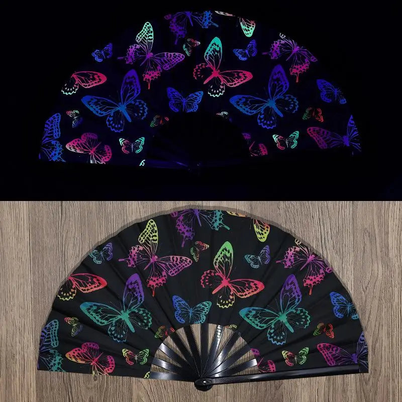 UV Fluorescent Folding Fan – Festival Dance Party Accessory