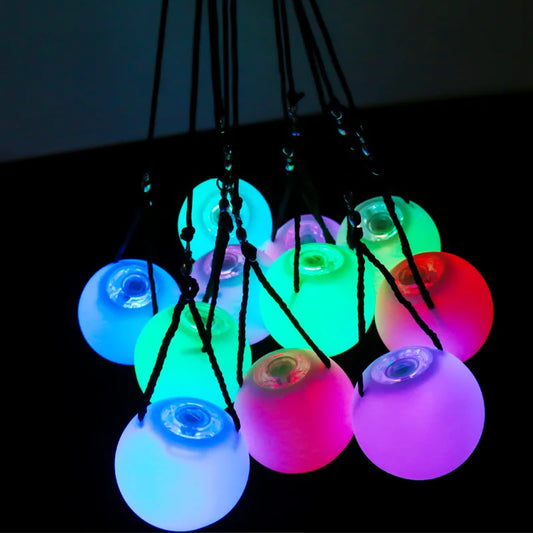 Belly Dance RGB LED POI Balls – Color-changing flow props for raves & festivals