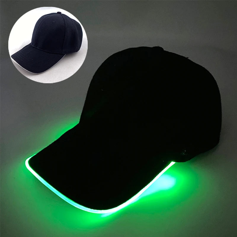 Adult LED Optical Fiber Baseball Cap – Glowing Party Hat for Raves & Festivals