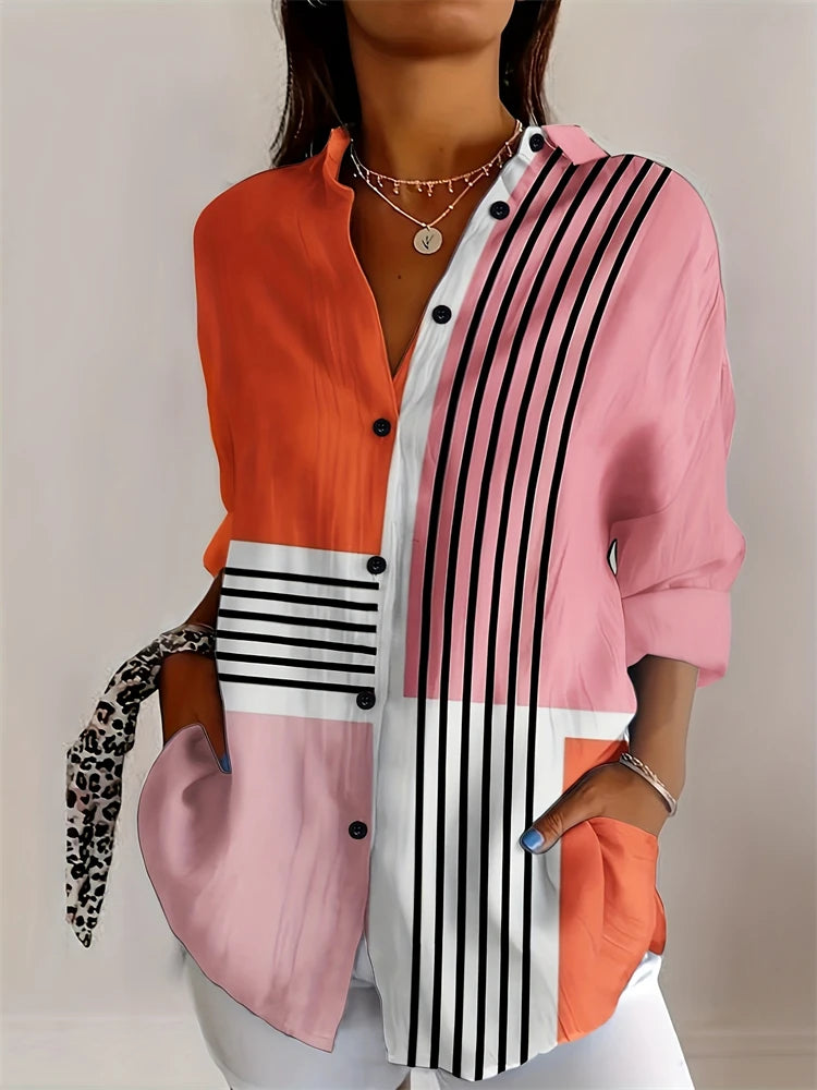 Tie-Dye Button Up Festival Shirt – Textured Lapel Blouse for Women