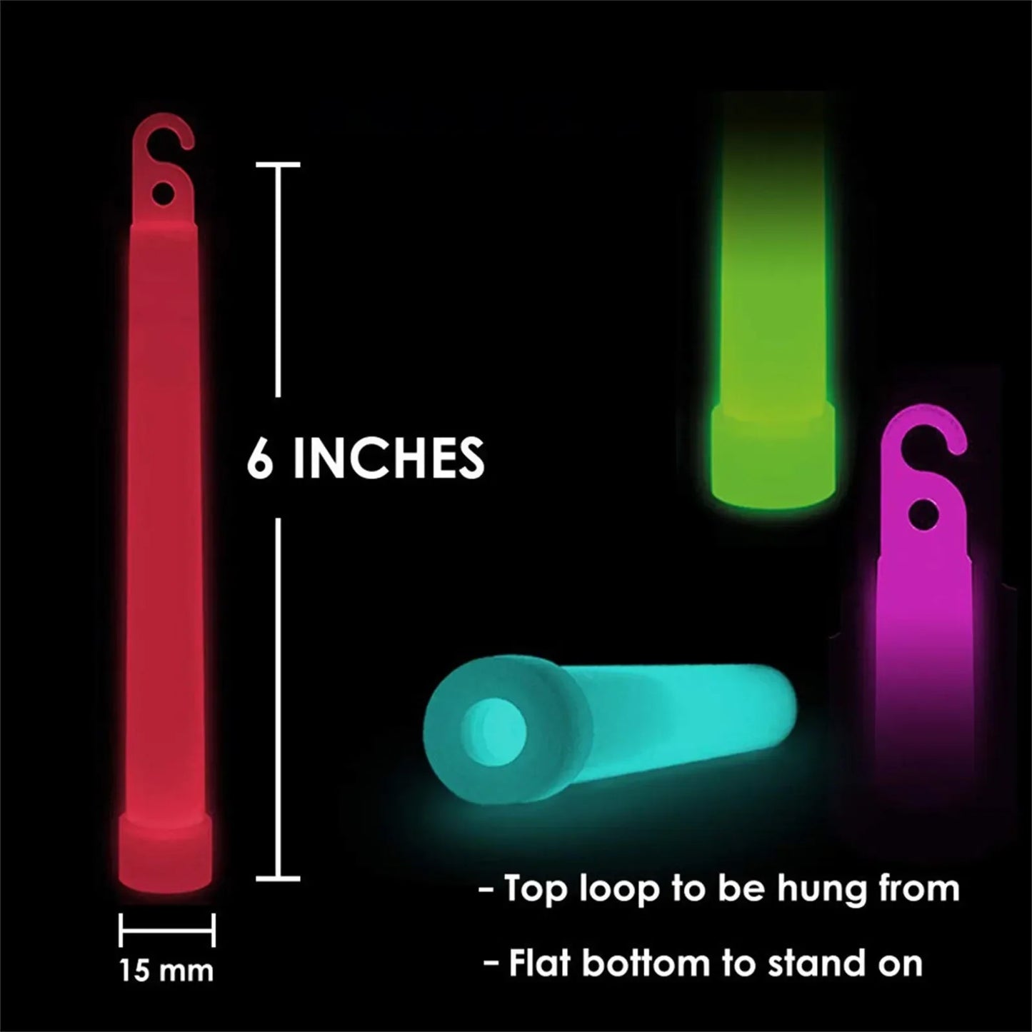 Glow Sticks with Hook – 4/6 Inch Fluorescent Festival Light Sticks
