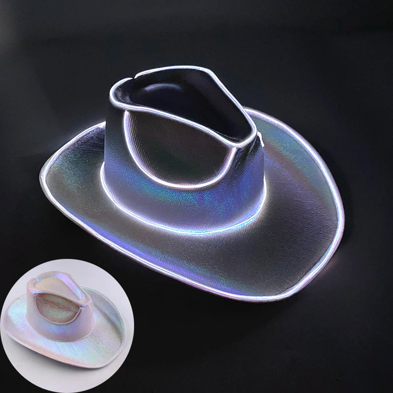 LED Disco Cowgirl Hat – Glowing Neon Western Light-Up Festival Cap