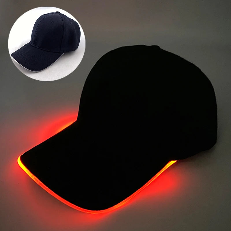 Adult LED Optical Fiber Baseball Cap – Glowing Party Hat for Raves & Festivals