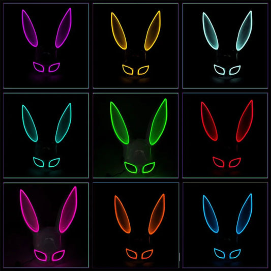 Luminous Bunny Mask – Sexy Black Rabbit Half Face Rave & Festival Mask