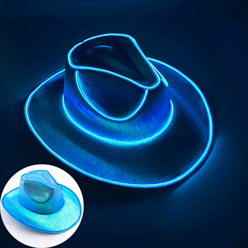 LED Disco Cowgirl Hat – Glowing Neon Western Light-Up Festival Cap