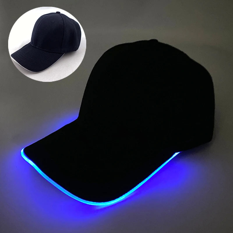 Adult LED Optical Fiber Baseball Cap – Glowing Party Hat for Raves & Festivals