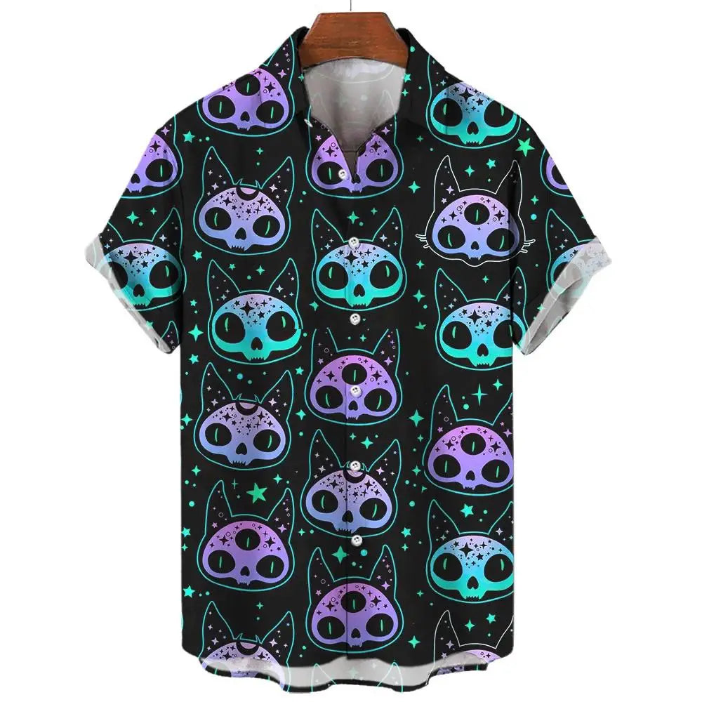 Psychedelic Hawaiian Shirt – 3D Print Loose Summer Festival Top for Men