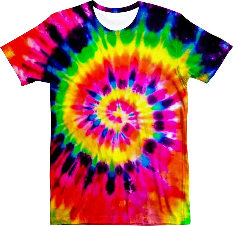 Retro Neon Psychedelic T-Shirt – Trippy Tie-Dye Gradient Festival Top