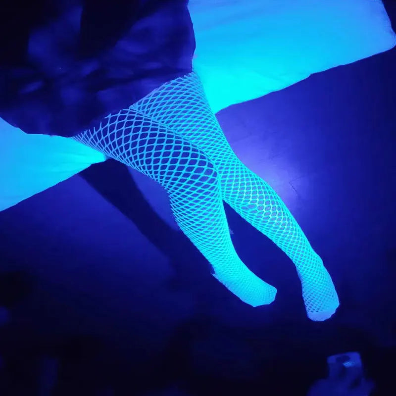 Luminous Mesh Stockings – Gothic Harajuku Punk Glow-in-the-Dark Festival Tights