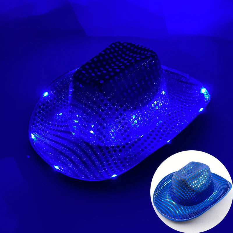 LED Disco Cowgirl Hat – Glowing Neon Western Light-Up Festival Cap