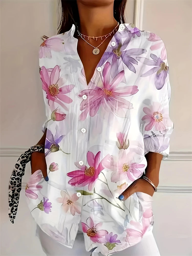 Tie-Dye Button Up Festival Shirt – Textured Lapel Blouse for Women