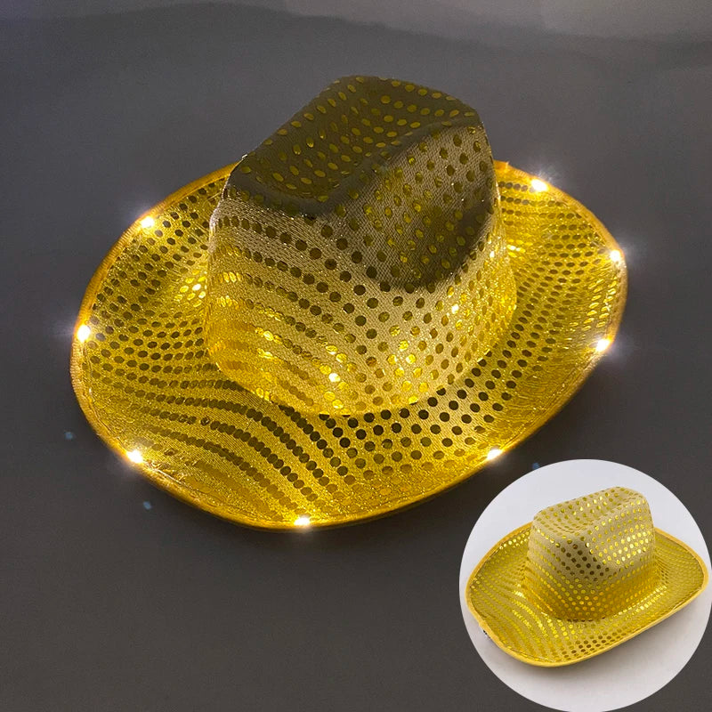 LED Disco Cowgirl Hat – Glowing Neon Western Light-Up Festival Cap