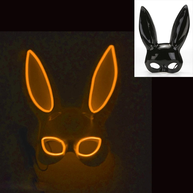 Luminous Bunny Mask – Sexy Black Rabbit Half Face Rave & Festival Mask