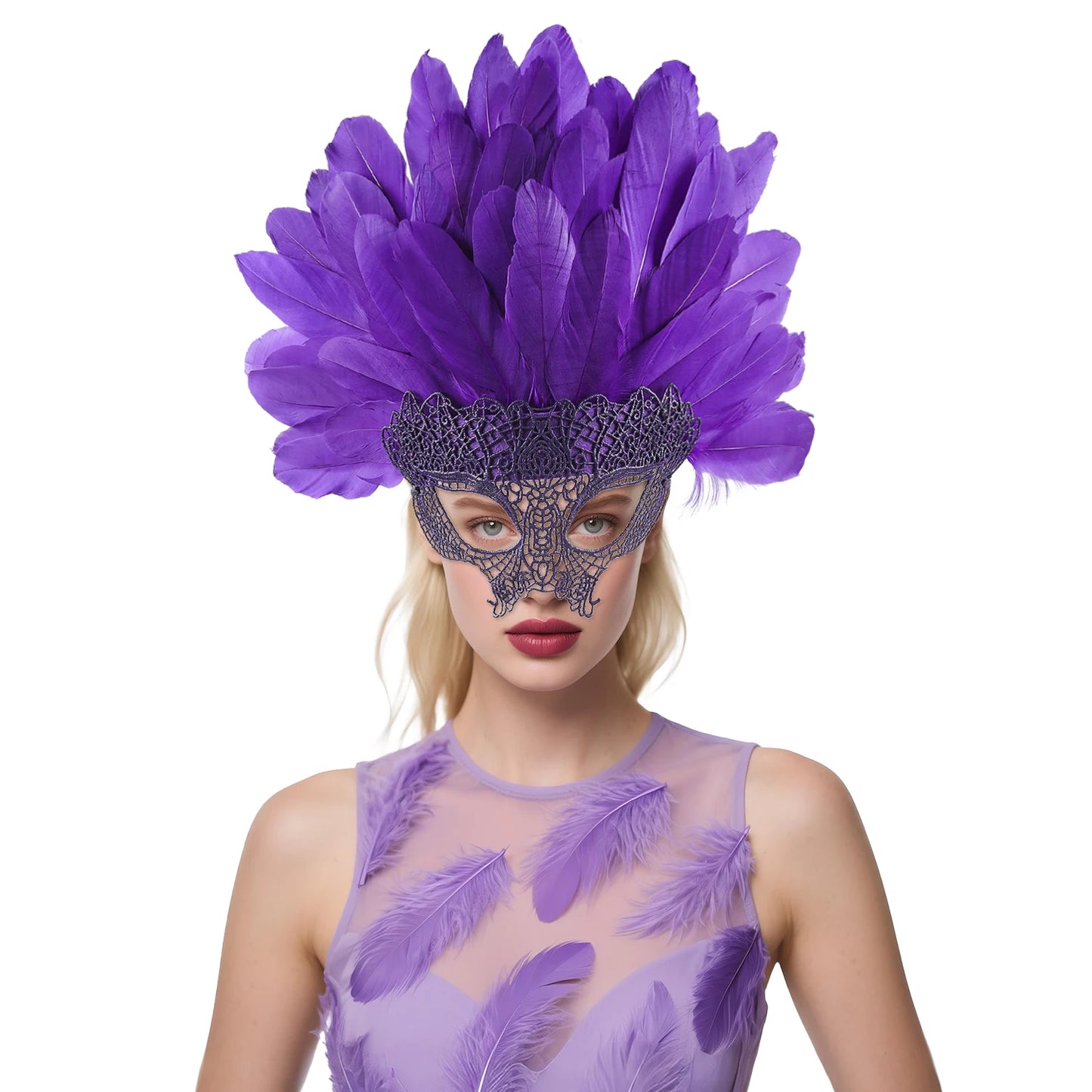 Colorful Feather Mask – Carnival/Halloween Cosplay Party Headpiece