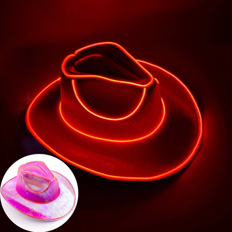 LED Disco Cowgirl Hat – Glowing Neon Western Light-Up Festival Cap