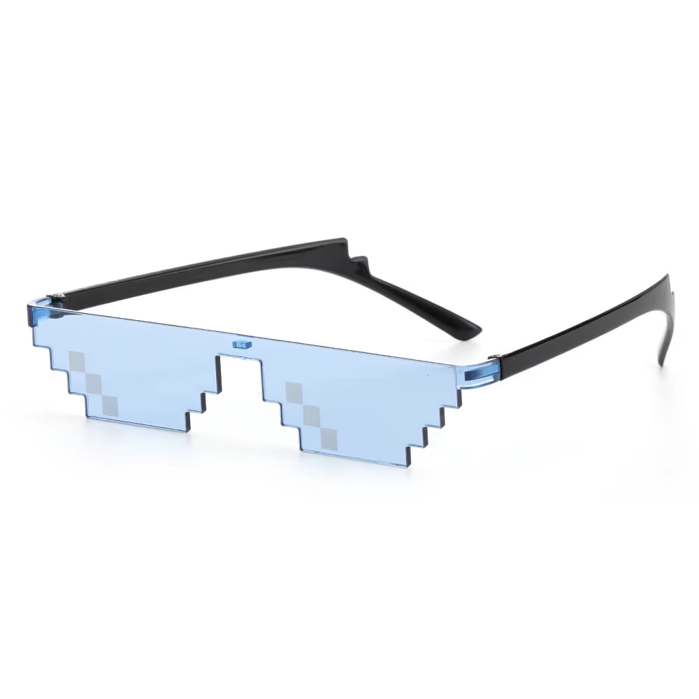 Funny Mosaic Thug Life Rave Sunglasses – Retro Pixel Gamer Glasses for Festivals & Parties