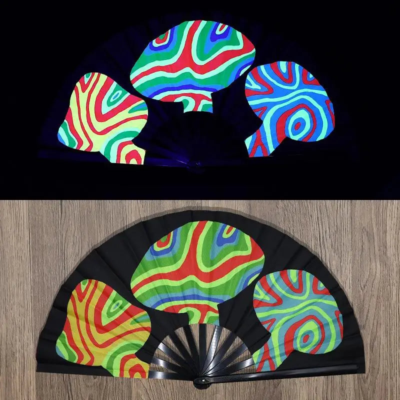 UV Fluorescent Folding Fan – Festival Dance Party Accessory