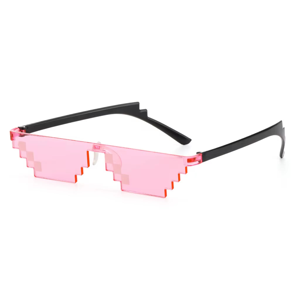 Funny Mosaic Thug Life Rave Sunglasses – Retro Pixel Gamer Glasses for Festivals & Parties