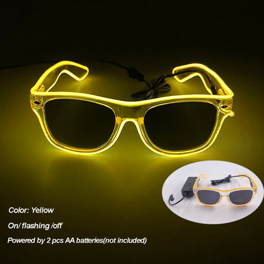 Yellow LED Rave Glasses – Colorful Glowing Neon Party Shades