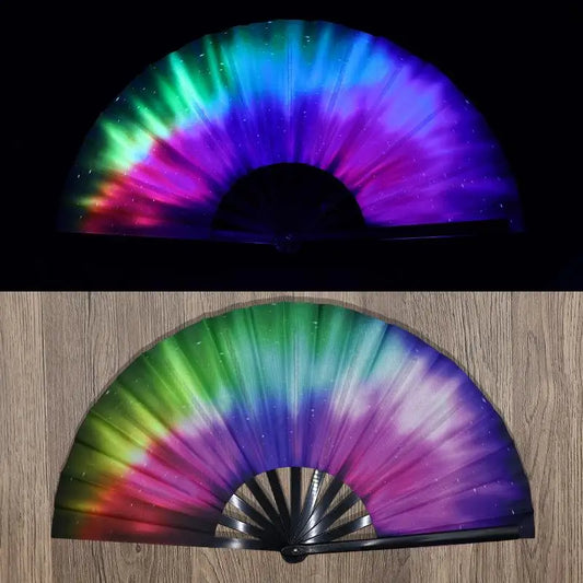 UV Fluorescent Folding Fan – Festival Dance Party Accessory
