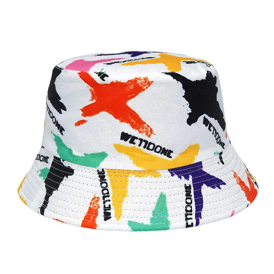 Graffiti Print Bucket Hat – Cotton Streetwear Sun Hat for Raves & Festivals