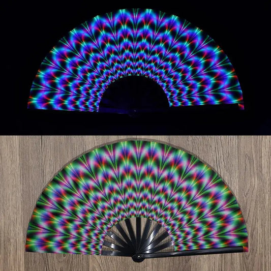 UV Fluorescent Folding Fan – Festival Dance Party Accessory