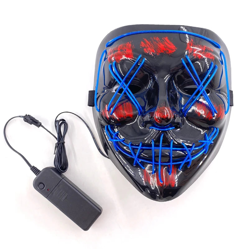 Red V2 LED Rave & Festival Mask – Luminous Glow-in-the-Dark EL Wire Mask