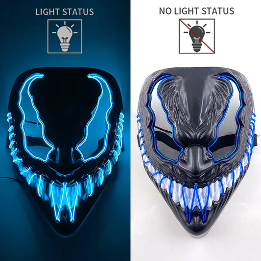 Blue Venom LED Rave & Festival Mask – Luminous Glow-in-the-Dark EL Wire Mask