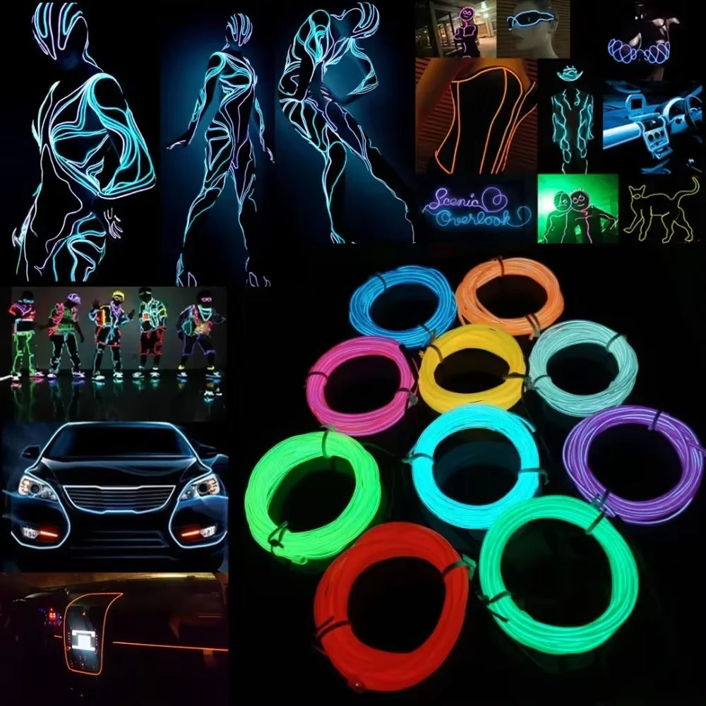 EL Wire LED Glow Cable – Neon Rave & Festival Light Decoration