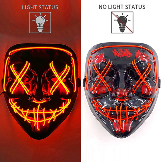 LED Rave & Festival Mask – Luminous Glow-in-the-Dark EL Wire Mask