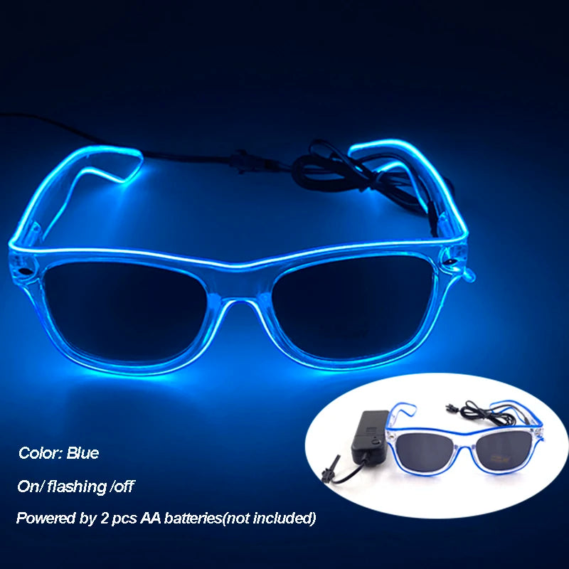 Blue LED Rave Glasses – Colorful Glowing Neon Party Shades