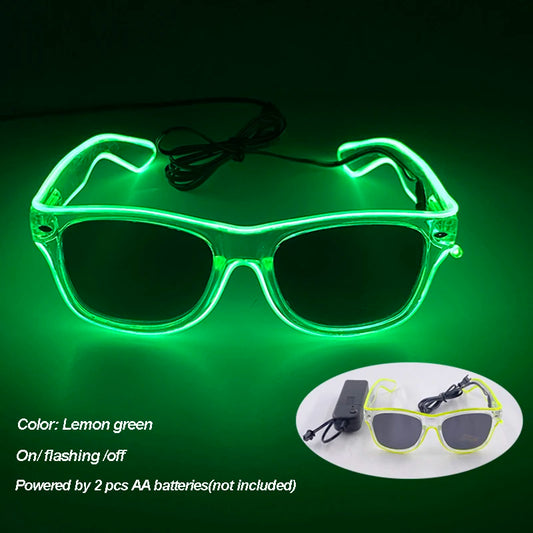 Green LED Rave Glasses – Colorful Glowing Neon Party Shades