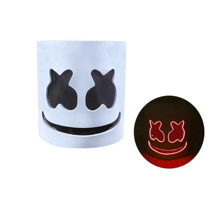 Cool LED Halloween Marshmallow Mask – Neon glowing cosplay DJ headgear for raves & festivals