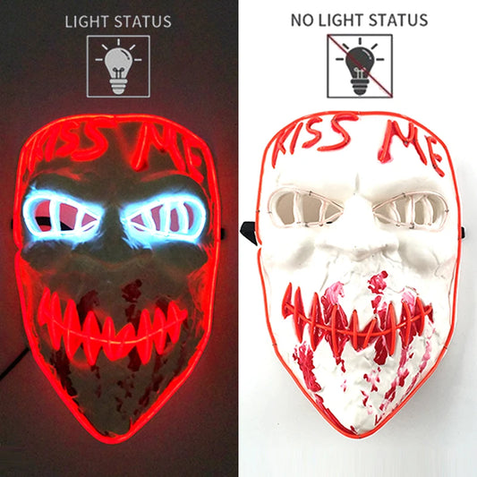 Kiss Me LED Rave & Festival Mask – Luminous Glow-in-the-Dark EL Wire Mask