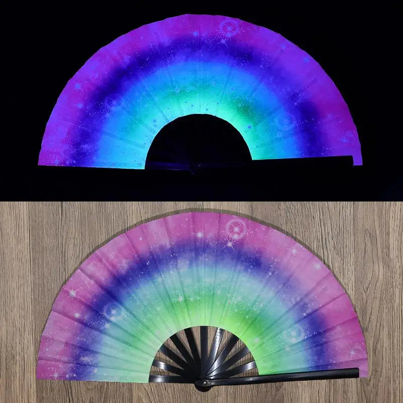 UV Fluorescent Folding Fan – Festival Dance Party Accessory