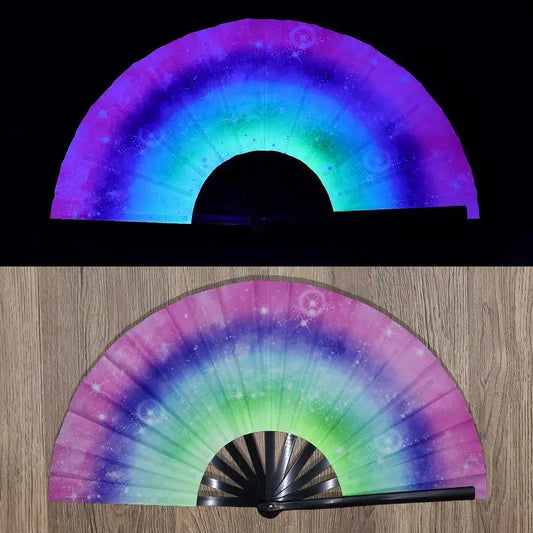 UV Fluorescent Folding Fan – Festival Dance Party Accessory
