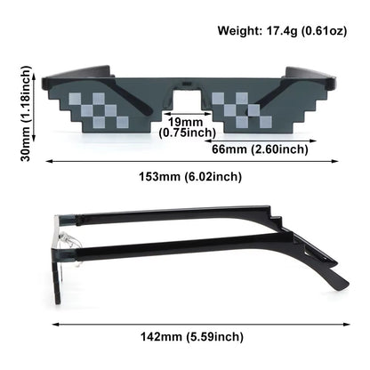 Funny Mosaic Thug Life Rave Sunglasses – Retro Pixel Gamer Glasses for Festivals & Parties