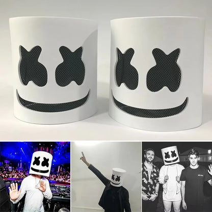 Cool LED Halloween Marshmallow Mask – Neon glowing cosplay DJ headgear for raves & festivals