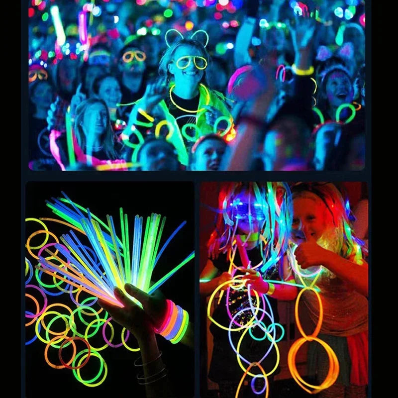 100 Pack Glow Sticks – Multicolor Bendable Glow Bracelets for Raves & Festivals