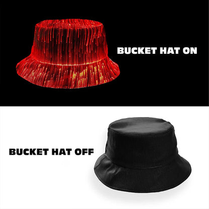 LED Fiber Optic Neon Fishermen Hat Luminous Changing Color Bucket Hat – Party & Festival LED Hat
