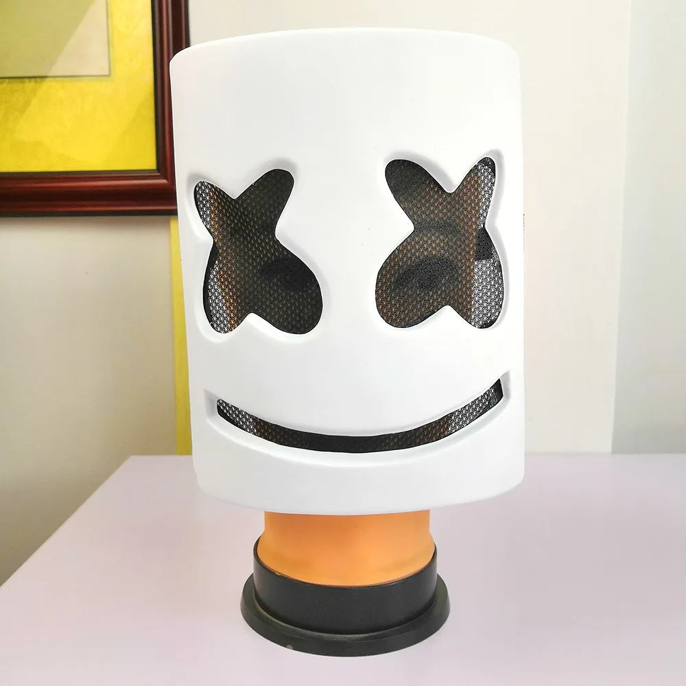 Cool LED Halloween Marshmallow Mask – Neon glowing cosplay DJ headgear for raves & festivals
