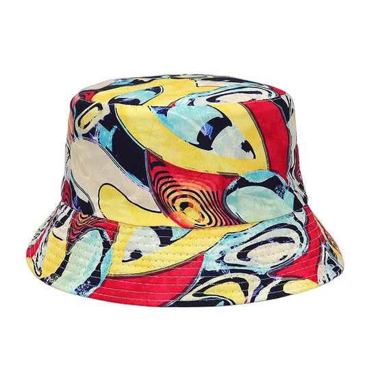 Graffiti Print Bucket Hat – Cotton Streetwear Sun Hat for Raves & Festivals