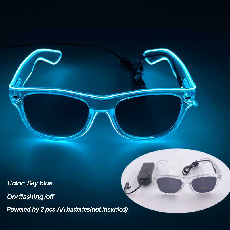 Blue LED Rave Glasses – Colorful Glowing Neon Party Shades