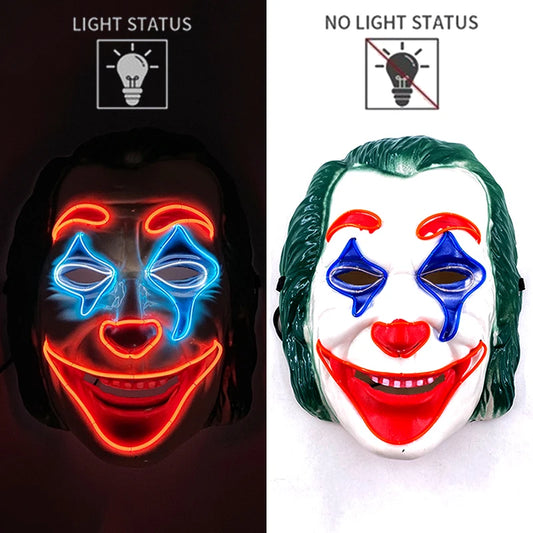 Joker V2 LED Rave & Festival Mask – Luminous Glow-in-the-Dark EL Wire Mask