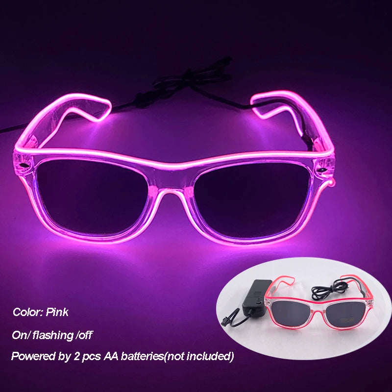 Pink LED Rave Glasses – Colorful Glowing Neon Party Shades