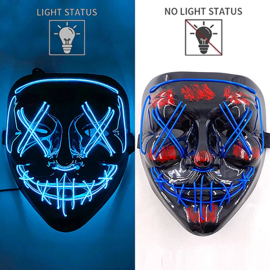 Blue LED Rave & Festival Mask – Luminous Glow-in-the-Dark EL Wire Mask