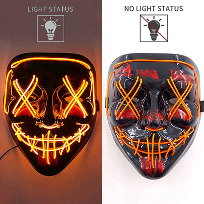 Orange LED Rave & Festival Mask – Luminous Glow-in-the-Dark EL Wire Mask